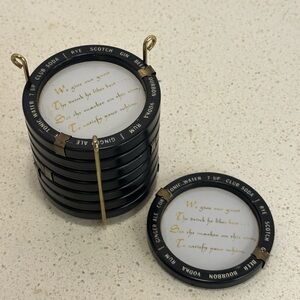 1950s Set of 8 MCM Select-A-Drink Markers Metal Bar Coasters with Holder